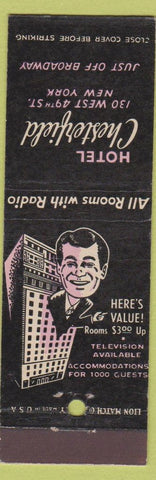 Matchbook Cover - Hotel Chesterfield New York City