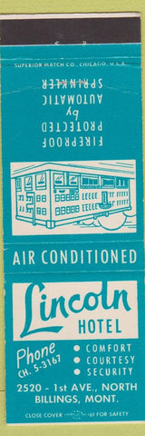 Matchbook Cover - Lincoln Hotel Billings MT