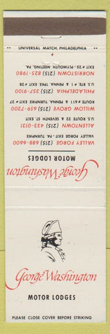 Matchbook Cover - George Washington Motor Lodges Norristown Allentown PA