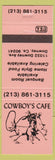 Matchbook Cover - Cowboy's Cafe Downey CA