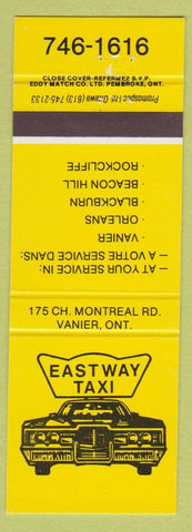 Matchbook Cover - Eastway Taxi Vanier ON Orleans Blackburn