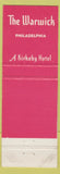 Matchbook Cover - Warwick Hotel Philadelphia PA