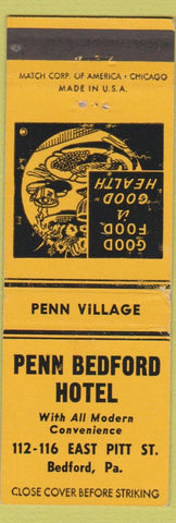 Matchbook Cover - Penn Bedford Hotel Bedford PA