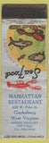 Matchbook Cover - Manhattan Restaurant Clarksburg WV