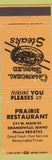 Matchbook Cover - Prairie Restaurant Grangeville ID