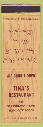 Matchbook Cover - Tina's Restaurant Pittsburgh? PA