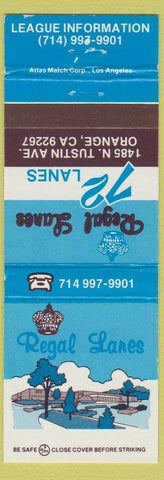 Matchbook Cover - Regal Lanes Bowling Orange CA