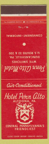 Matchbook Cover - Penn Alto Motel Hotel Altoona PA Duncansville