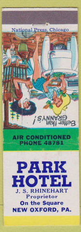 Matchbook Cover - Park Hotel New Oxford PA hillbilly