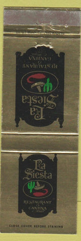 Matchbook Cover - La Siesta Restaurant Mexican Los Angeles CA