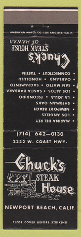 Matchbook Cover - Chuck's Steak House Newport Beach CA