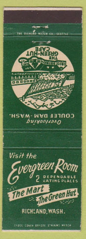 Matchbook Cover - Green Hut Cafe Evergreen Room Richland WA