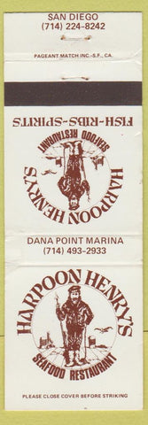 Matchbook Cover - Harpoon Henry's Seafood San Diego CA WEAR