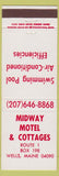 Matchbook Cover - Midway Motel Cottages Wells ME