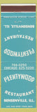 Matchbook Cover - Plentywood Restaurant Bensenville IL