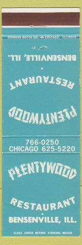 Matchbook Cover - Plentywood Restaurant Bensenville IL