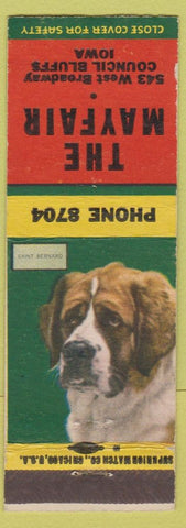 Matchbook Cover - The Mayfair Council Bluffs IA Saint Bernard Dog
