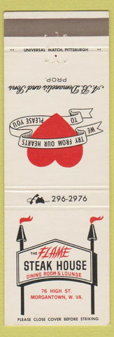 Matchbook Cover - Flame Steak House Morgantown WV