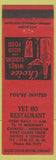 Matchbook Cover - Yet Ho Restaurant Chinese NO TOWN