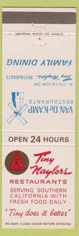 Matchbook Cover - Tiny Naylors Restaurants Van DeKamp CA CHAIN