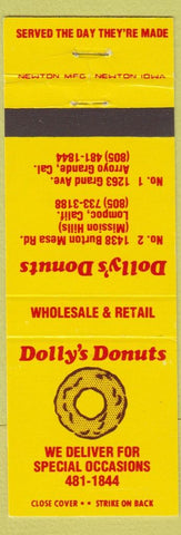 Matchbook Cover - Dolly's Donuts Lompoc Arroyo Grande CA