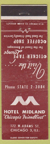 Matchbook Cover - Hotel Midland Chicago IL