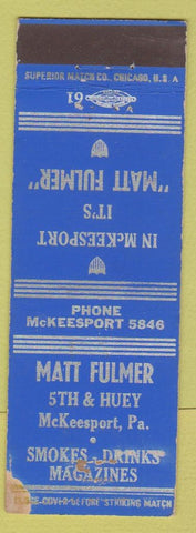 Matchbook Cover - Matt Fulmer Cigar Store McKeesport PA WEAR