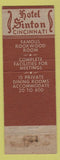 Matchbook Cover - Hotel Sinton Cincinnati OH WEAR red