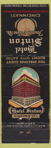 Matchbook Cover - Hotel Sinton Cincinnati OH WEAR black