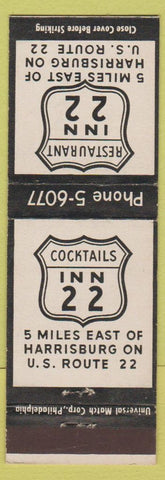 Matchbook Cover - Restaurant 22 Inn Harrisburg PA