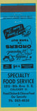 Matchbook Cover - Specialty Food Service Calgary AB