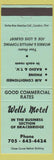 Matchbook Cover - Wells Motel Bracebridge ON