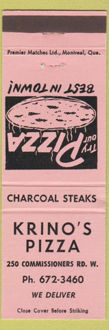 Matchbook Cover - Krino's Pizza London ON WEAR