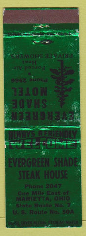 Matchbook Cover - Evergreen Shade Steak House Marietta OH WEAR