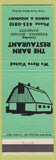 Matchbook Cover - Barn Restaurant London ON green