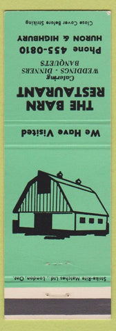 Matchbook Cover - Barn Restaurant London ON green