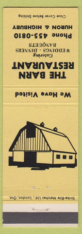 Matchbook Cover - Barn Restaurant London ON yellow