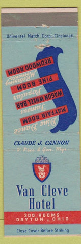 Matchbook Cover - Van Cleve Hotel Dayton OH