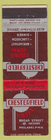 Matchbook Cover - Chesterfield Hotel Philadelphia PA