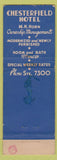 Matchbook Cover - Chesterfield Hotel Philadelphia PA