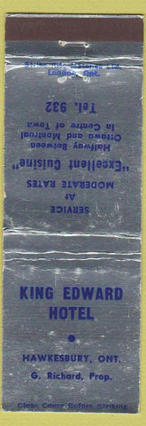 Matchbook Cover - King Edward Hotel Hawkesbury ON WEAR