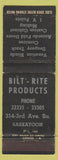 Matchbook Cover - Bilt Rite Products Blinds Cabinets Saskatoon SK WORN