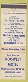 Matchbook Cover - Nor West Motel Schreiber ON WEAR