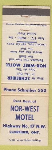 Matchbook Cover - Nor West Motel Schreiber ON WEAR