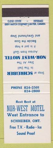 Matchbook Cover - Nor West Motel Schreiber ON