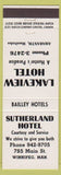 Matchbook Cover - Sutherland Hotel Winnipeg MB Lakeview Amaranth