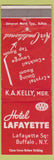 Matchbook Cover - Hotel Lafayette Buffalo NY