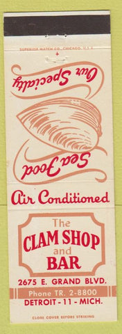Matchbook Cover - Clam Shop and Bar Detroit MI lobster back