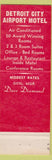 Matchbook Cover - Detroit City Airport Motel MI WEAR