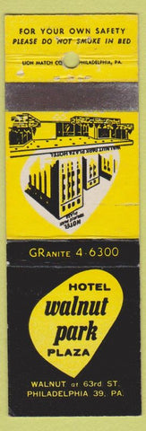 Matchbook Cover - Hotel Walnut Park Plaza Philadelphia PA